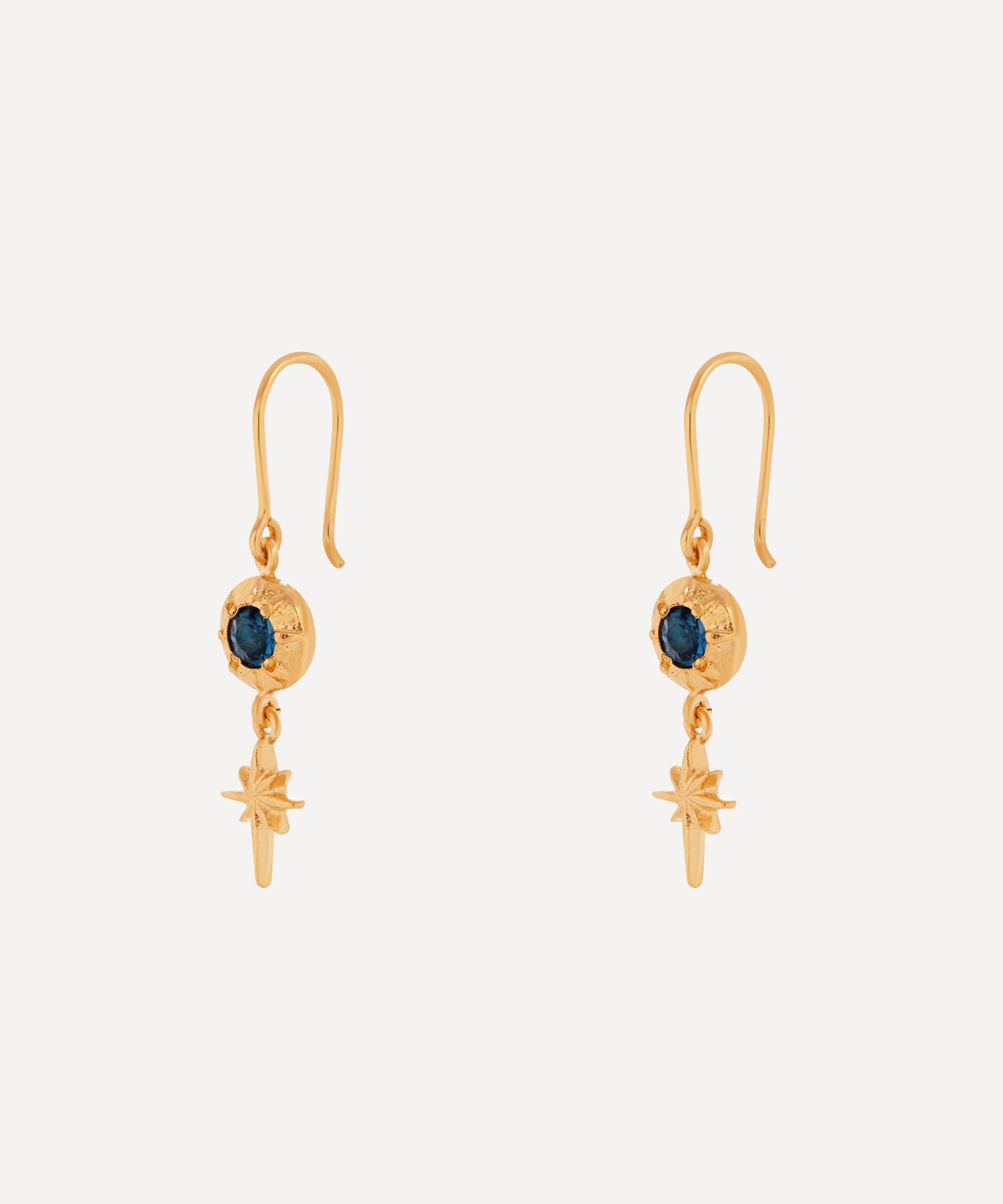 Alex Monroe - Gold-Plated Guiding Star London Blue Topaz Drop Earrings image number 2