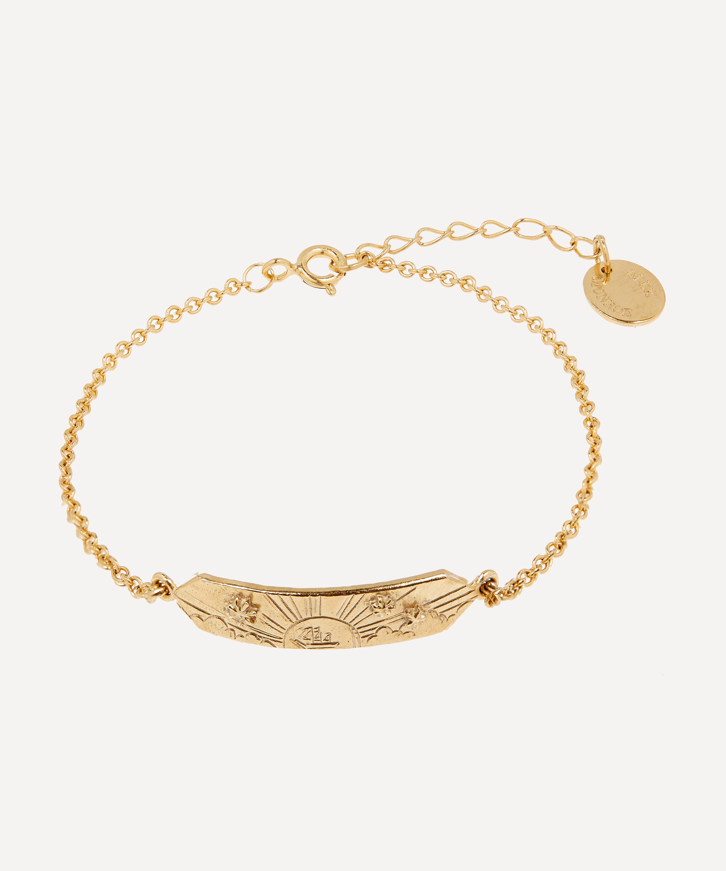 Alex Monroe - Gold-Plated Sail into the Sunset Engraved ID Bracelet image number 0
