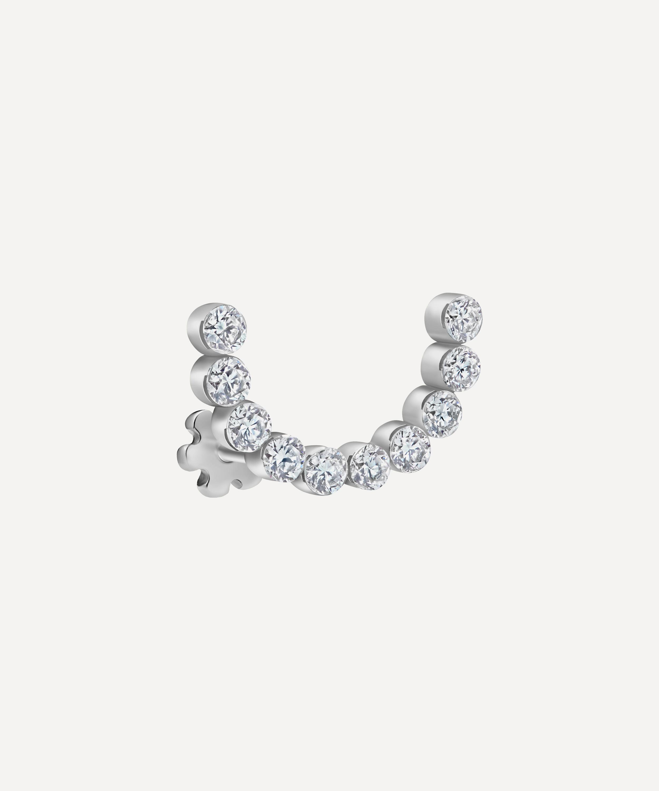 Maria Tash - 18ct 6.5mm Invisible Set Diamond Demi Eternity Threaded Stud Earring image number 0