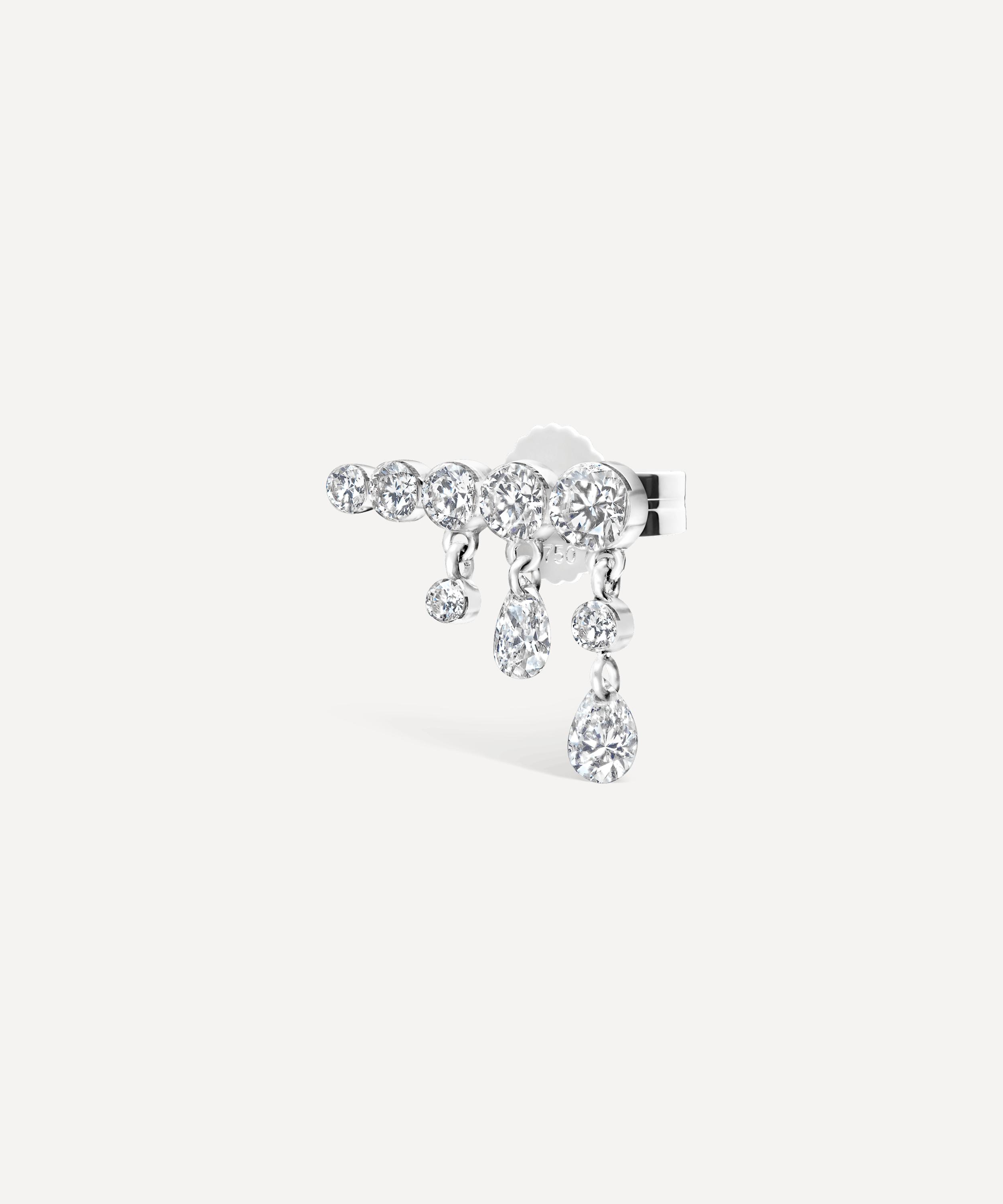Maria Tash - 18ct 11mm Invisible Set Diamond Crescendo Bar Stud Earring Right image number 0