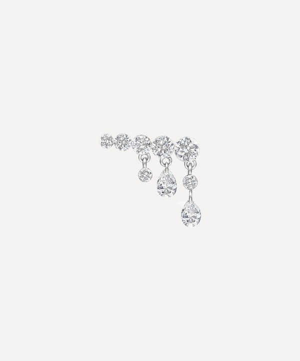 Maria Tash - 18ct 11mm Invisible Set Diamond Crescendo Bar Stud Earring Left image number null