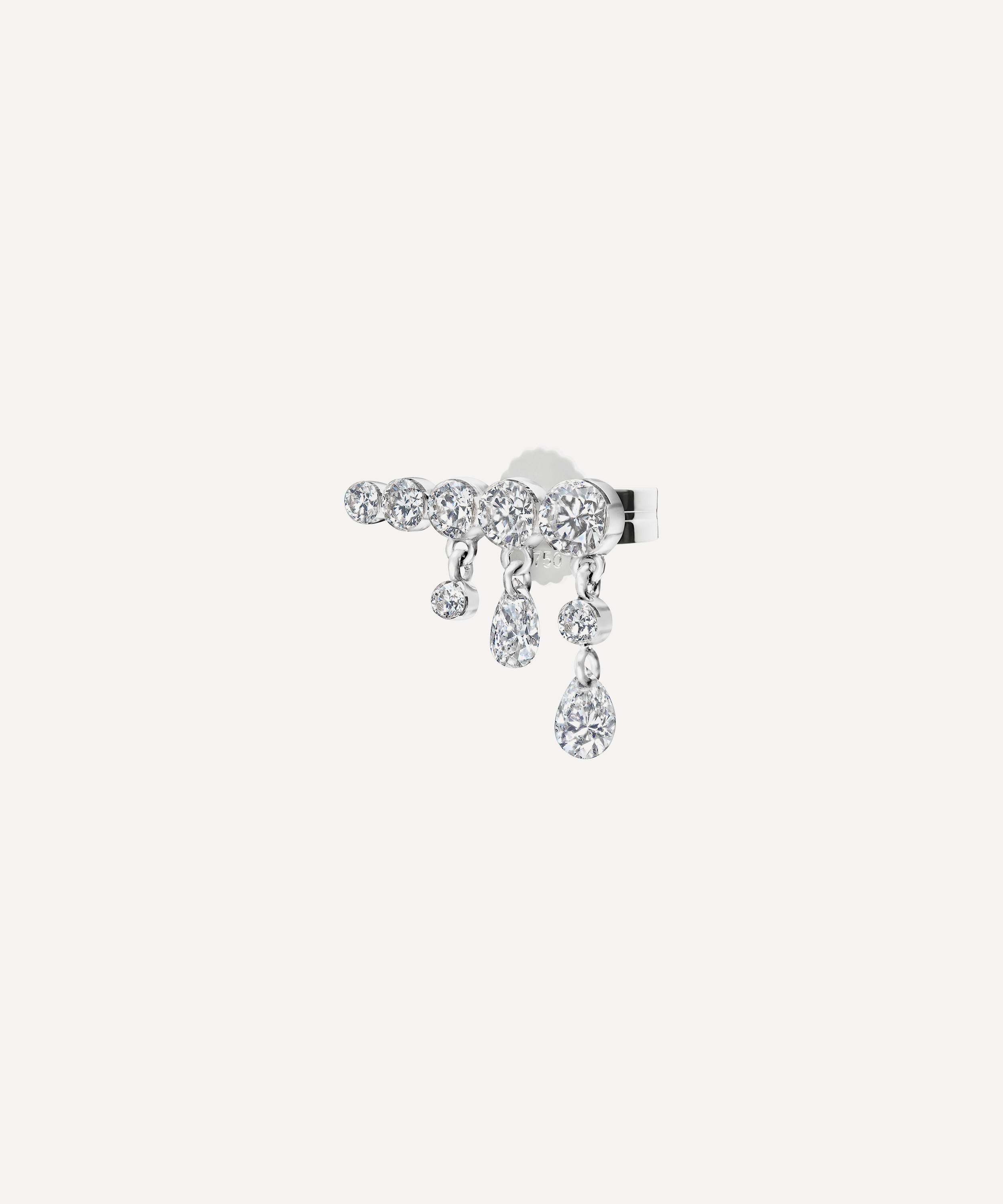 Maria Tash - 18ct 11mm Invisible Set Diamond Crescendo Bar Stud Earring Left image number 1