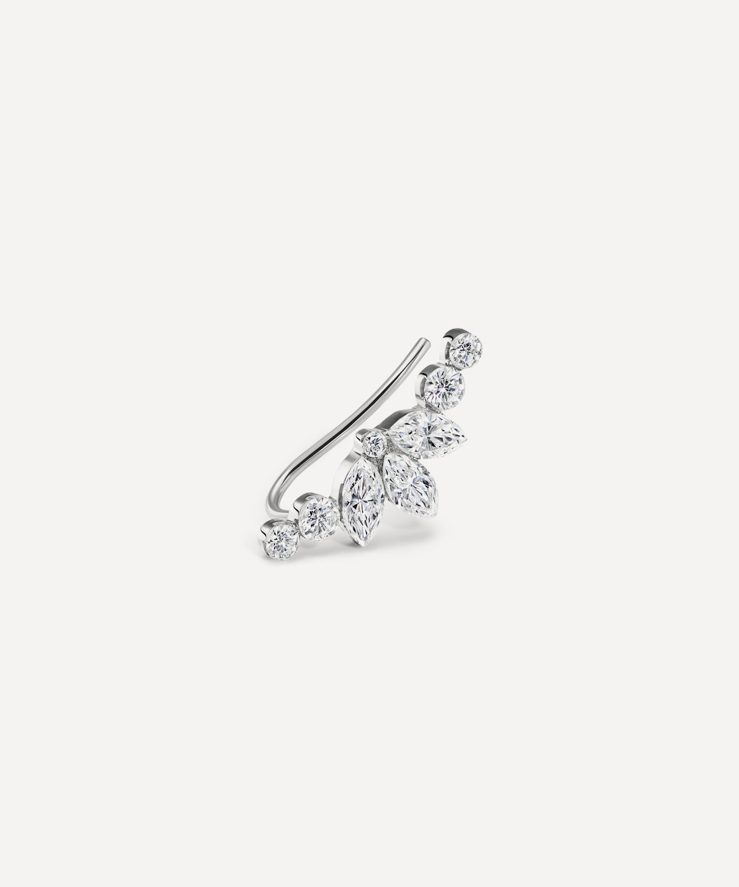 Maria Tash - 18ct Invisible Diamond Lotus Open Garland Ear Climber Left