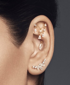 Maria Tash - 18ct Invisible Diamond Lotus Open Garland Ear Climber Right image number 1