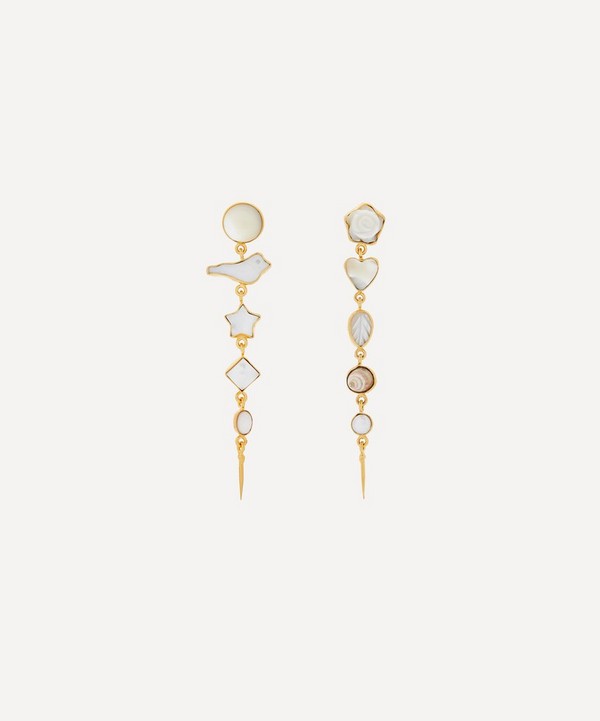 Grainne Morton - 18ct Gold-Plated Five Charm Victorian Drop Earrings image number null