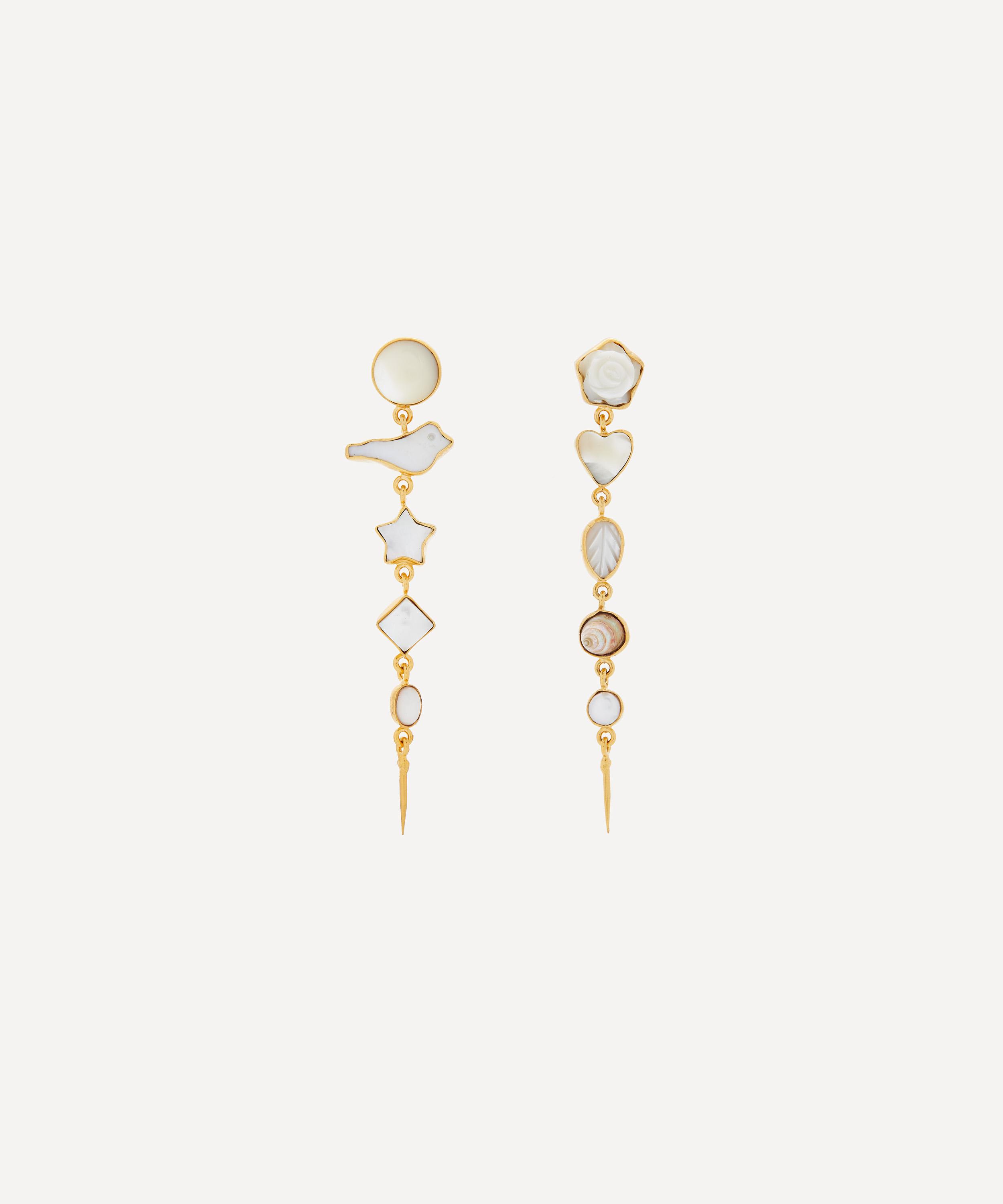 Grainne Morton - 18ct Gold-Plated Five Charm Victorian Drop Earrings