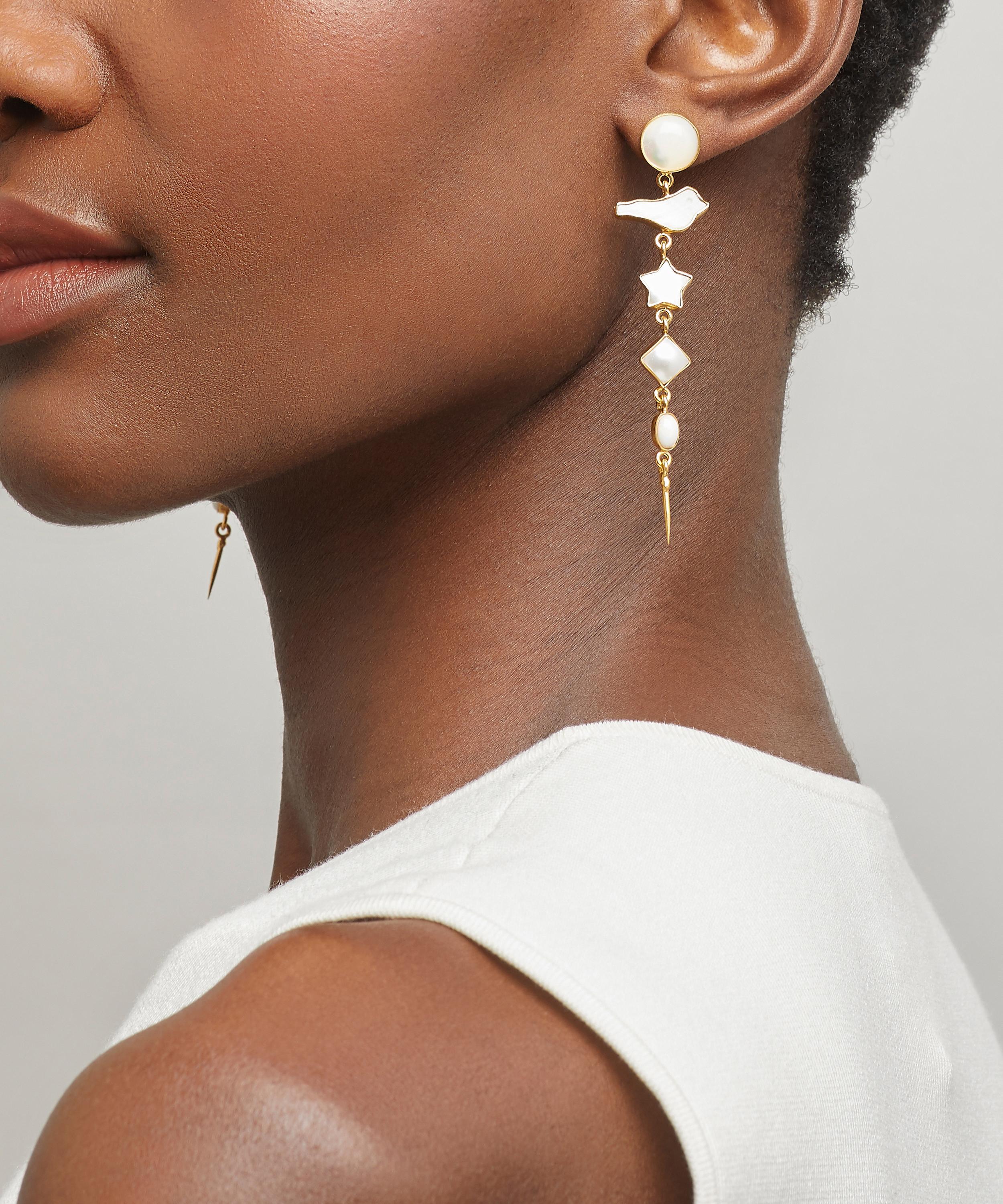 Grainne Morton - 18ct Gold-Plated Five Charm Victorian Drop Earrings image number 1