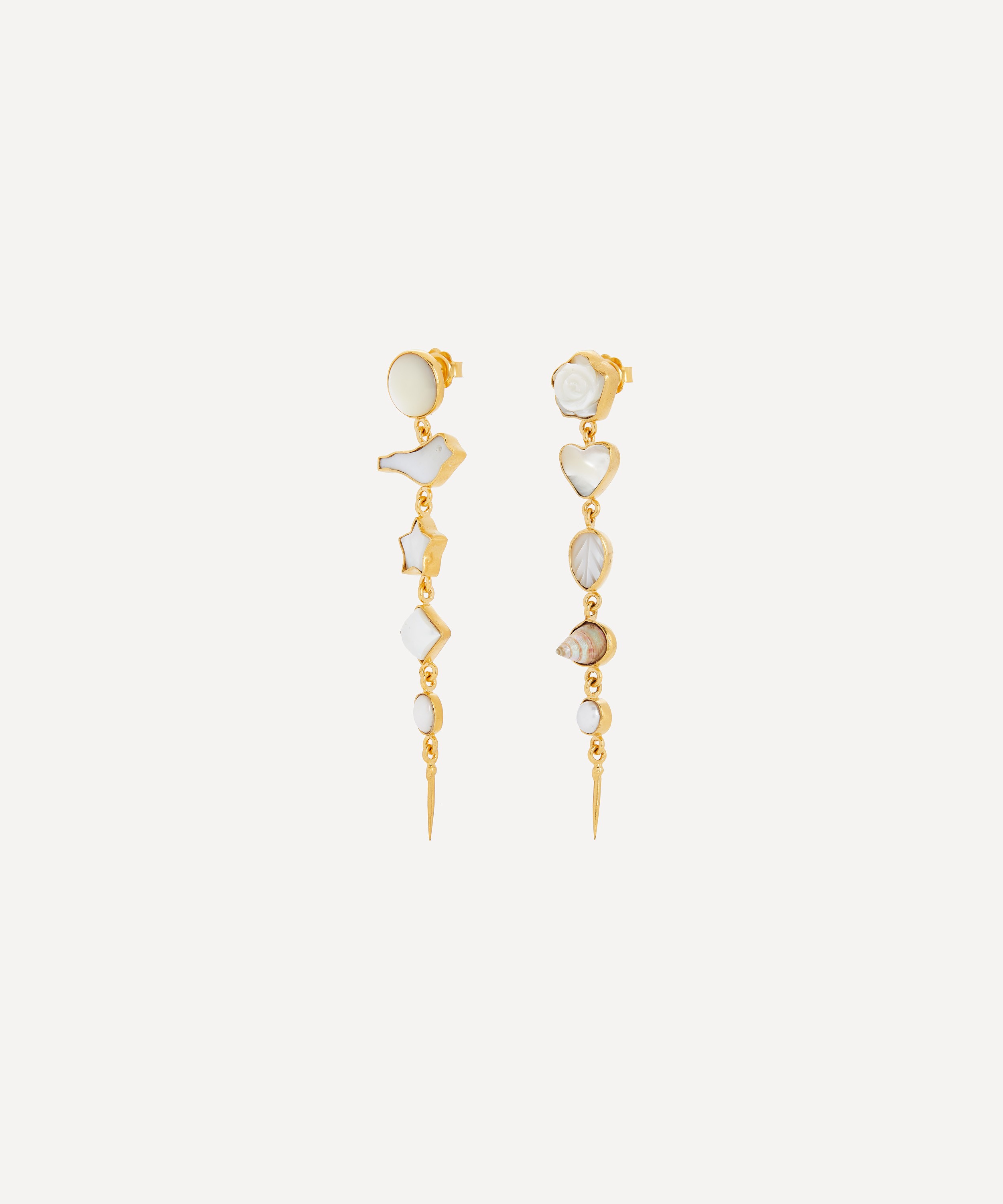 Grainne Morton - 18ct Gold-Plated Five Charm Victorian Drop Earrings image number 2