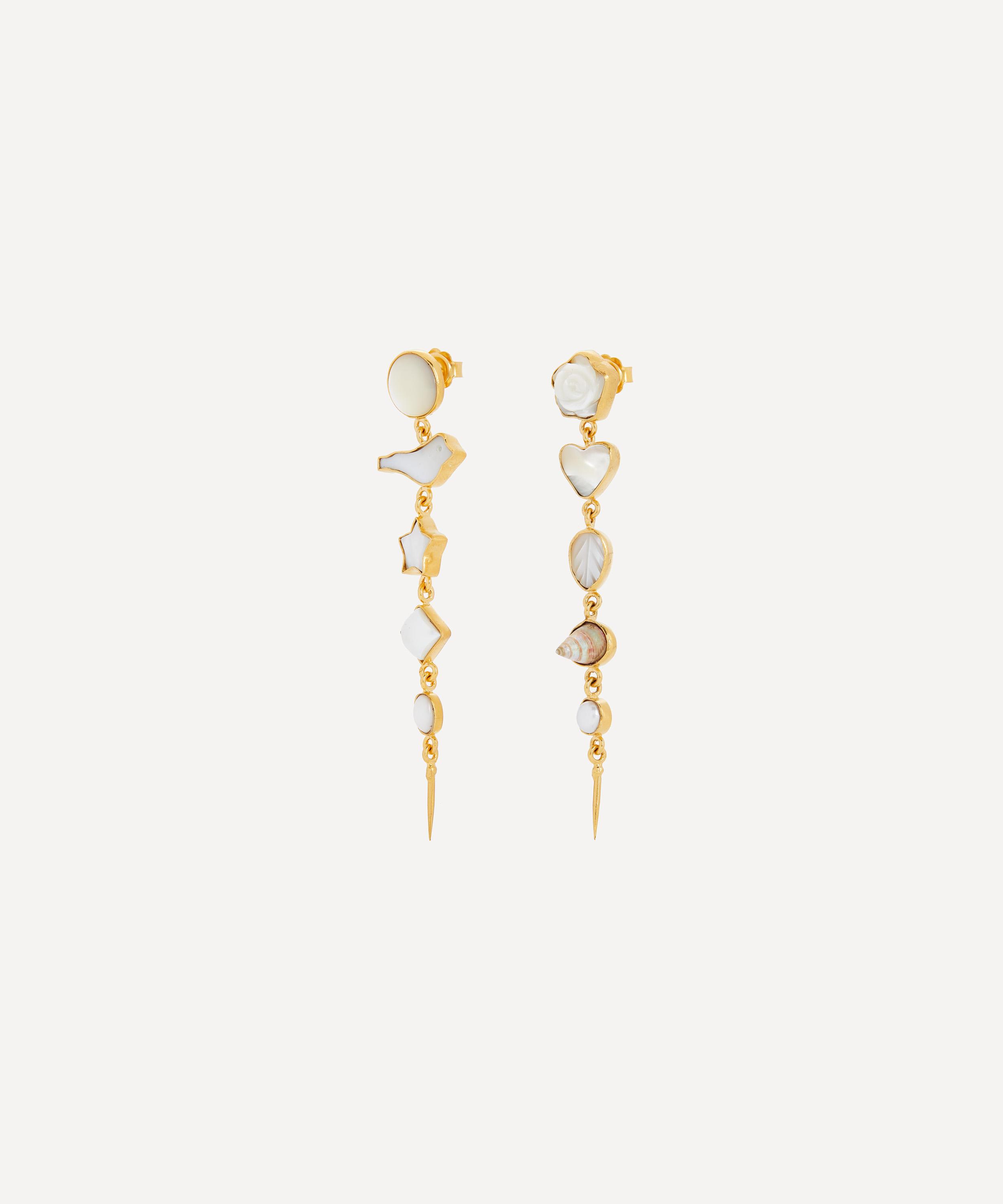 Grainne Morton - 18ct Gold-Plated Five Charm Victorian Drop Earrings image number 2