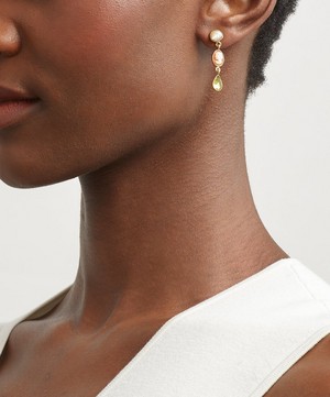 Grainne Morton - Gold-Plated Asymmetric Multi-Stone Three Charm Drop Earrings image number 1
