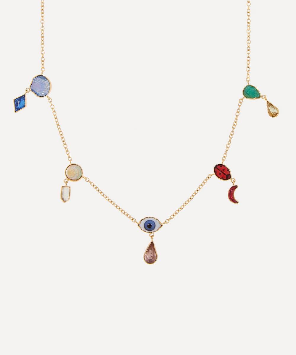 Grainne Morton - Gold-Plated Multi-Stone Mini Charm Drop Necklace