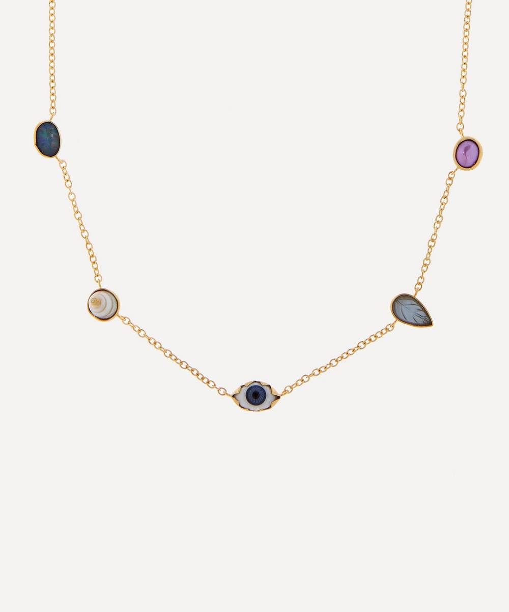 Grainne Morton - Gold-Plated Multi-Stone Five Mini Charm Necklace