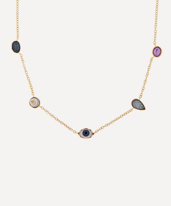 Grainne Morton - Gold-Plated Multi-Stone Five Mini Charm Necklace image number null