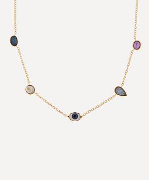 Gold-Plated Multi-Stone Five Mini Charm Necklace