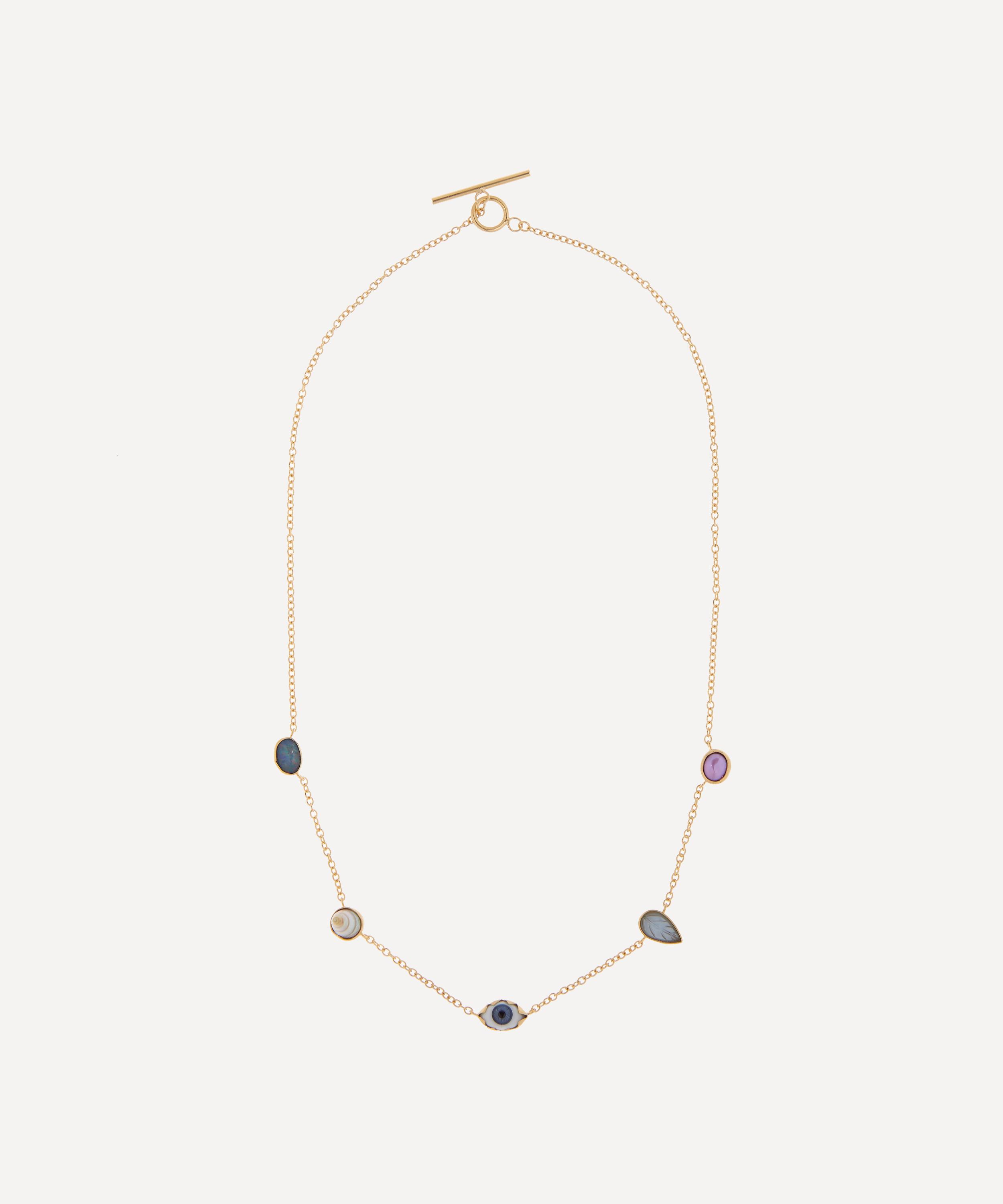 Grainne Morton - Gold-Plated Multi-Stone Five Mini Charm Necklace image number 2