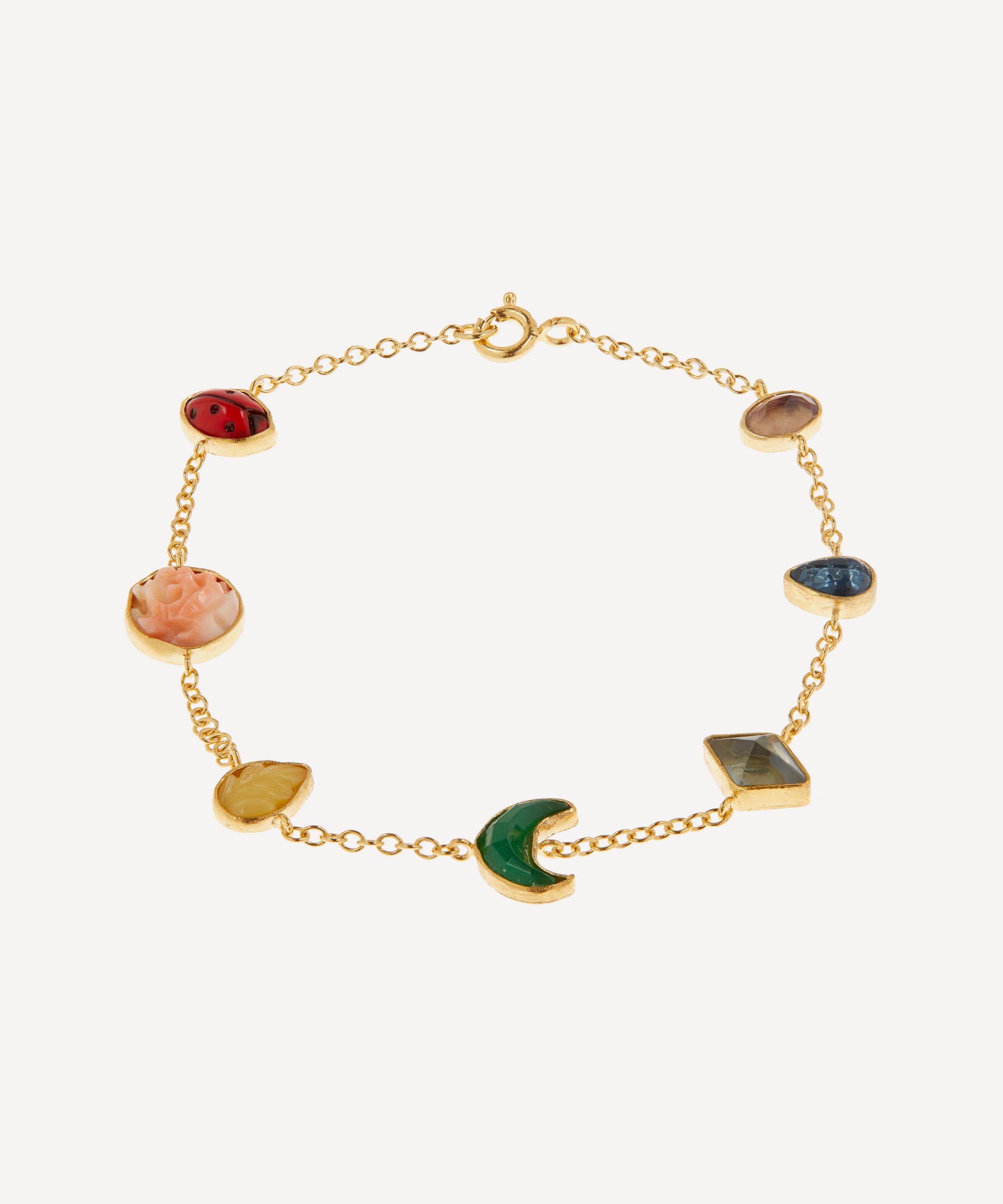 Grainne Morton - Gold-Plated Multi-Stone Rainbow Mini Charm Bracelet image number 0