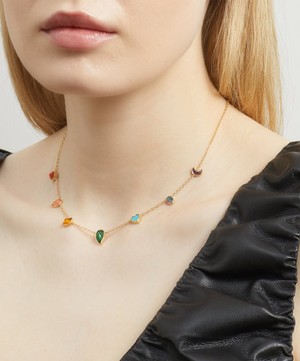 Grainne Morton - Gold-Plated Multi-Stone Rainbow Mini Charm Necklace image number 1