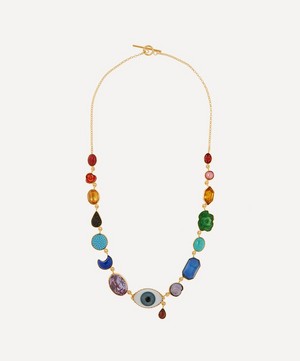 Grainne Morton - Gold-Plated Rainbow Eye Teardrop Multi-Stone Charm Necklace image number 0
