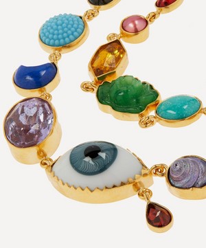 Grainne Morton - Gold-Plated Rainbow Eye Teardrop Multi-Stone Charm Necklace image number 2