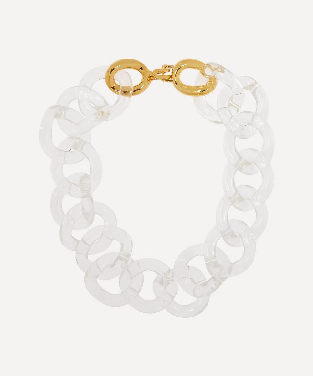 KENNETH JAY LANE GOLD-PLATED CLEAR RESIN LINK NECKLACE,000714308
