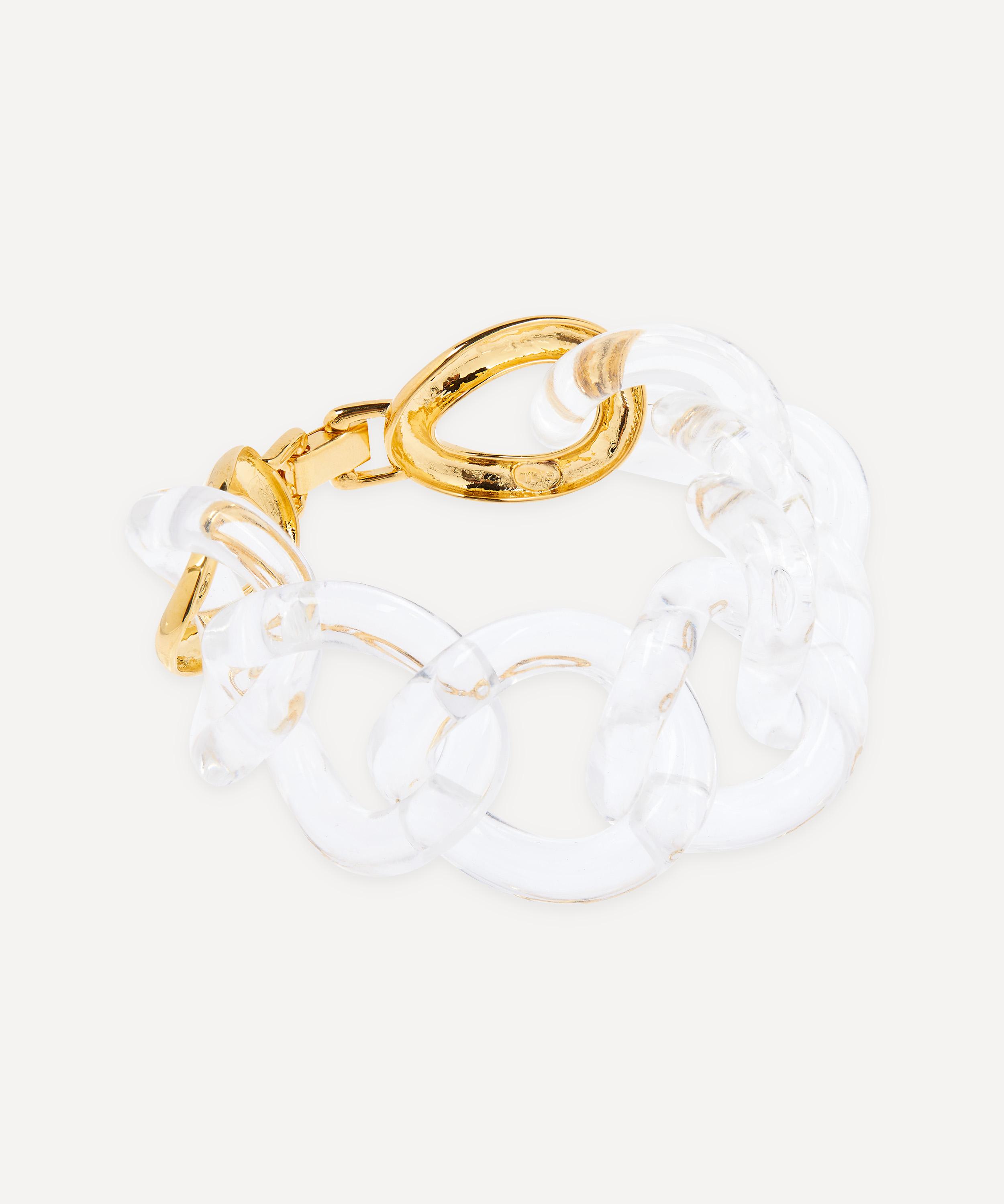 Kenneth Jay Lane - Gold-Plated Clear Resin Link Bracelet image number 2
