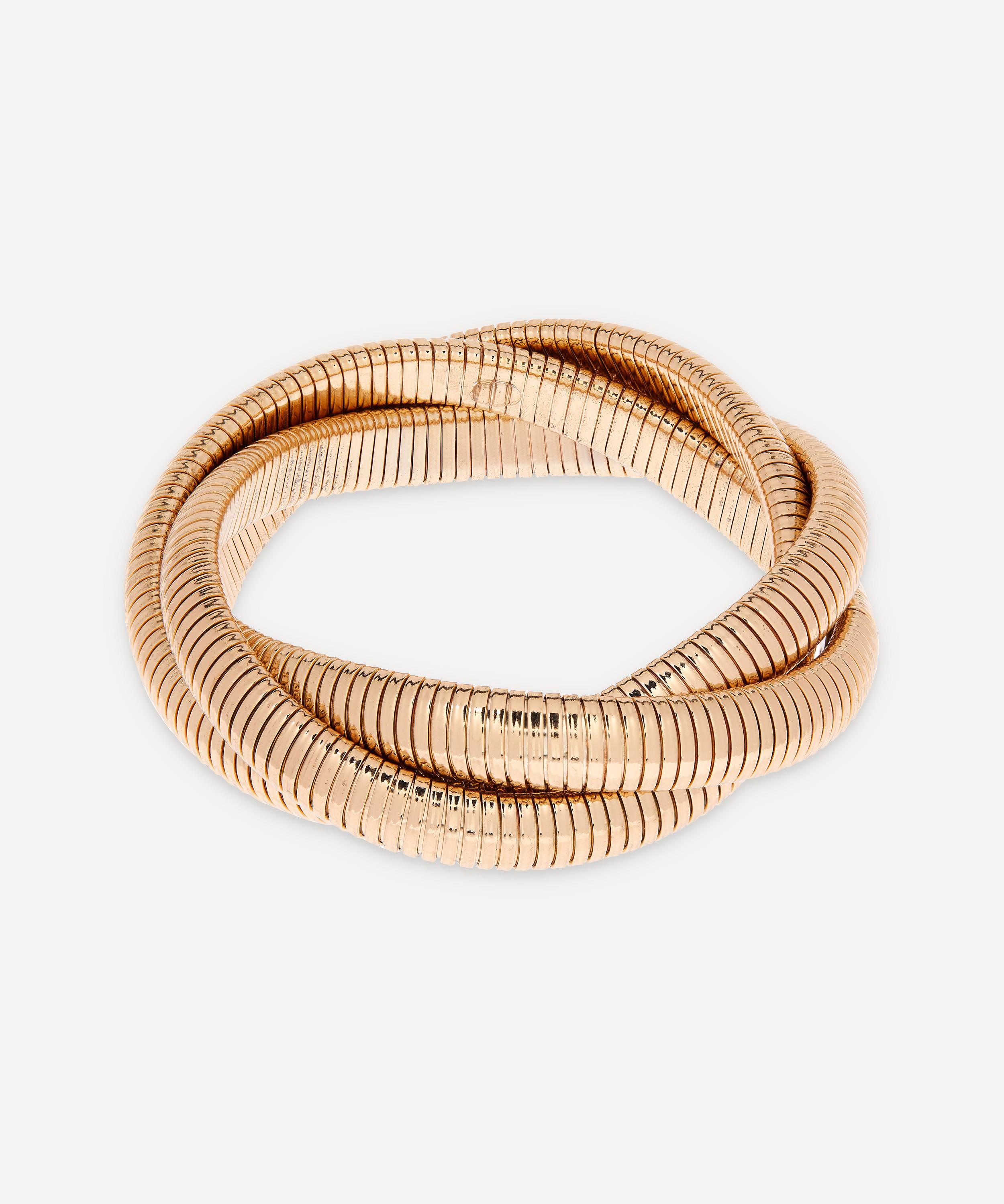 Kenneth Jay Lane - Gold-Plated Twisted Snake Chain Stretch Bracelet image number 2