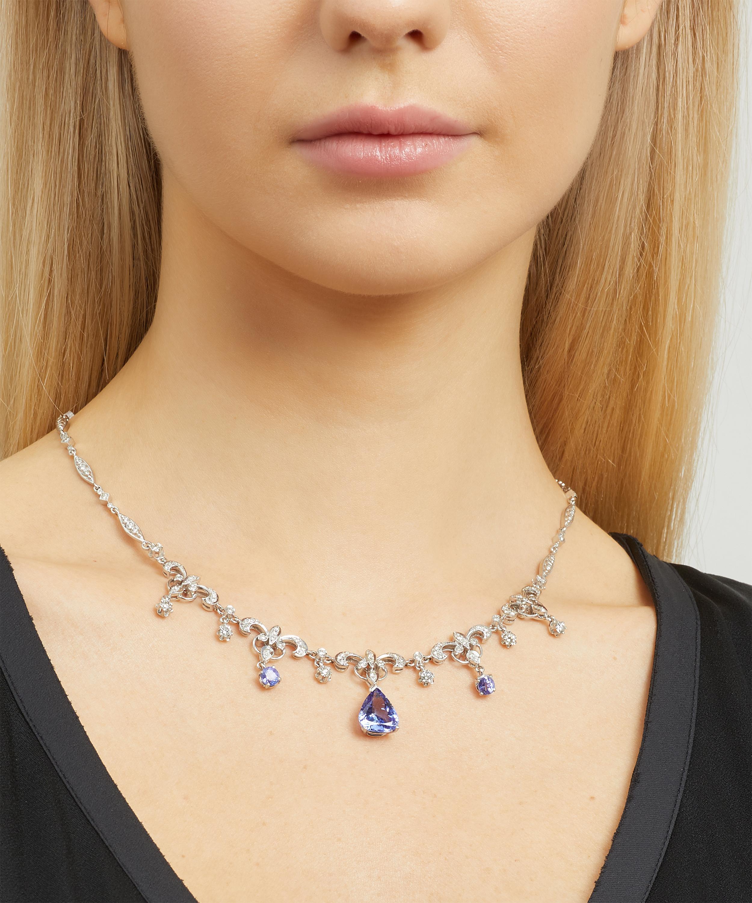 Kojis - White Gold Tanzanite and Diamond Necklace image number 1