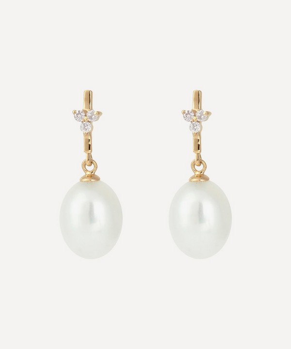 Kojis - Diamond Trefoil and Pearl Drop Earrings image number null