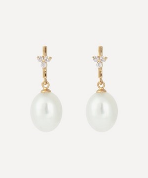 Kojis - Diamond Trefoil and Pearl Drop Earrings image number 0