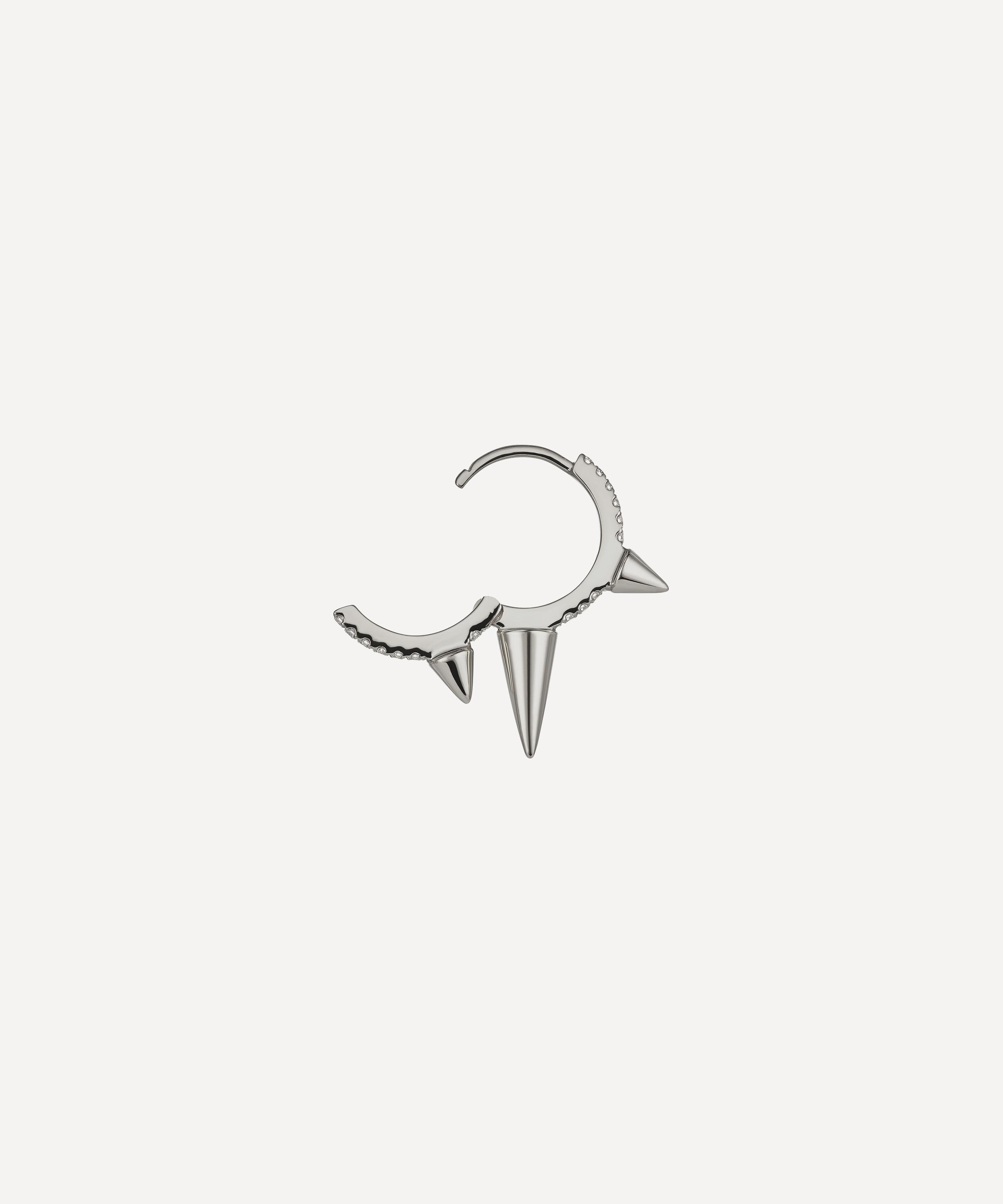 Maria Tash - 18ct 9.5mm Triple Long Spike Diamond Eternity Hoop Earring image number 3