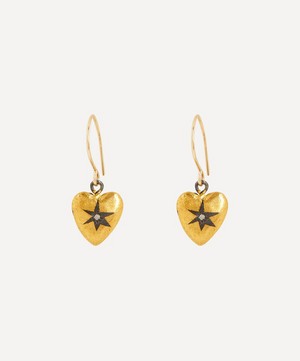 Acanthus - Oxidised Silver Diamond Star Heart Drop Earrings image number 0