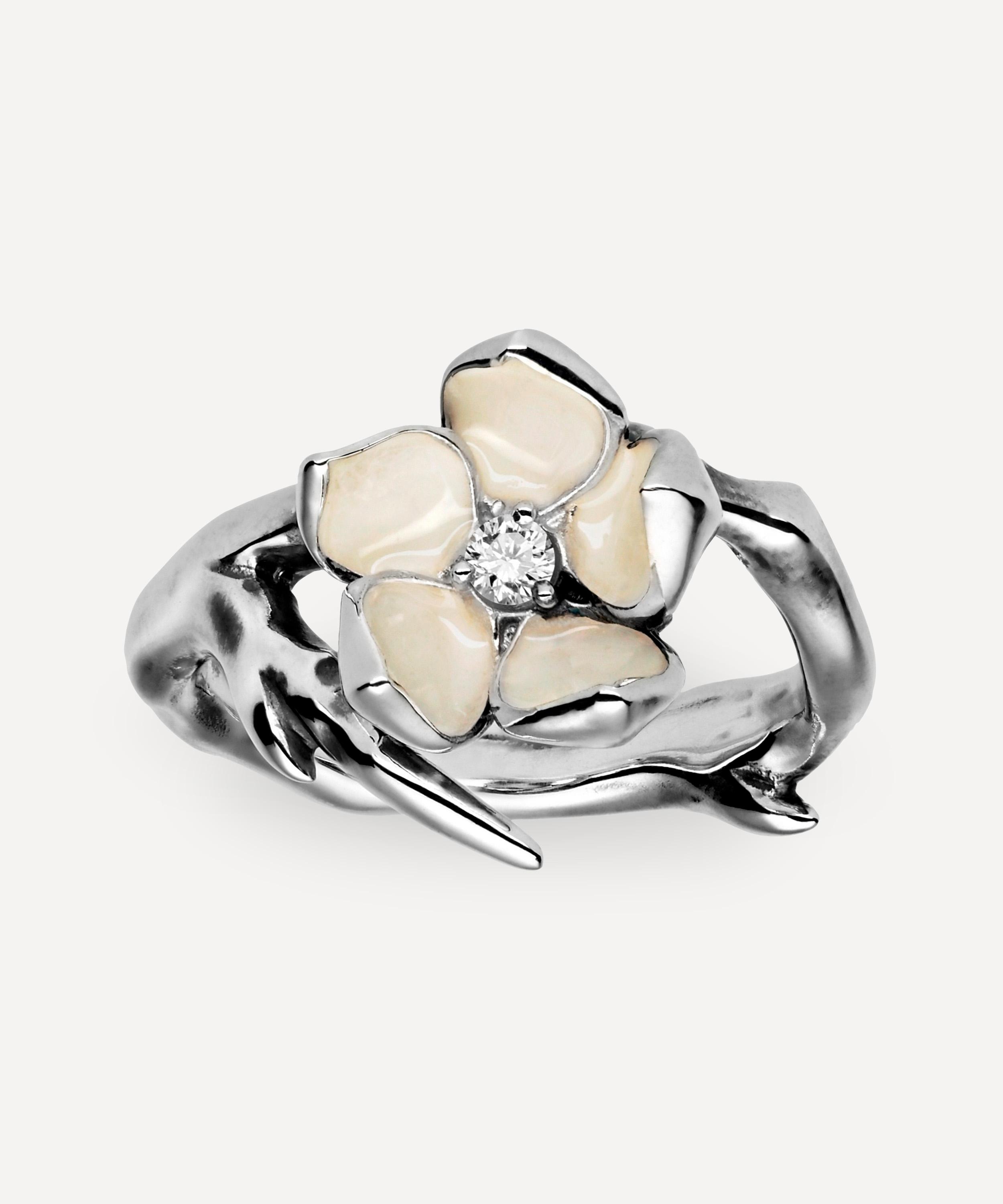 Shaun Leane - Silver Cherry Blossom Diamond Flower Ring