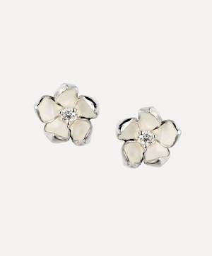 Cherry Blossom Diamond Flower Stud Earrings