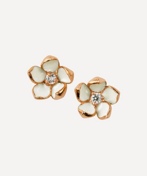 Cherry Blossom Diamond Flower Stud Earrings