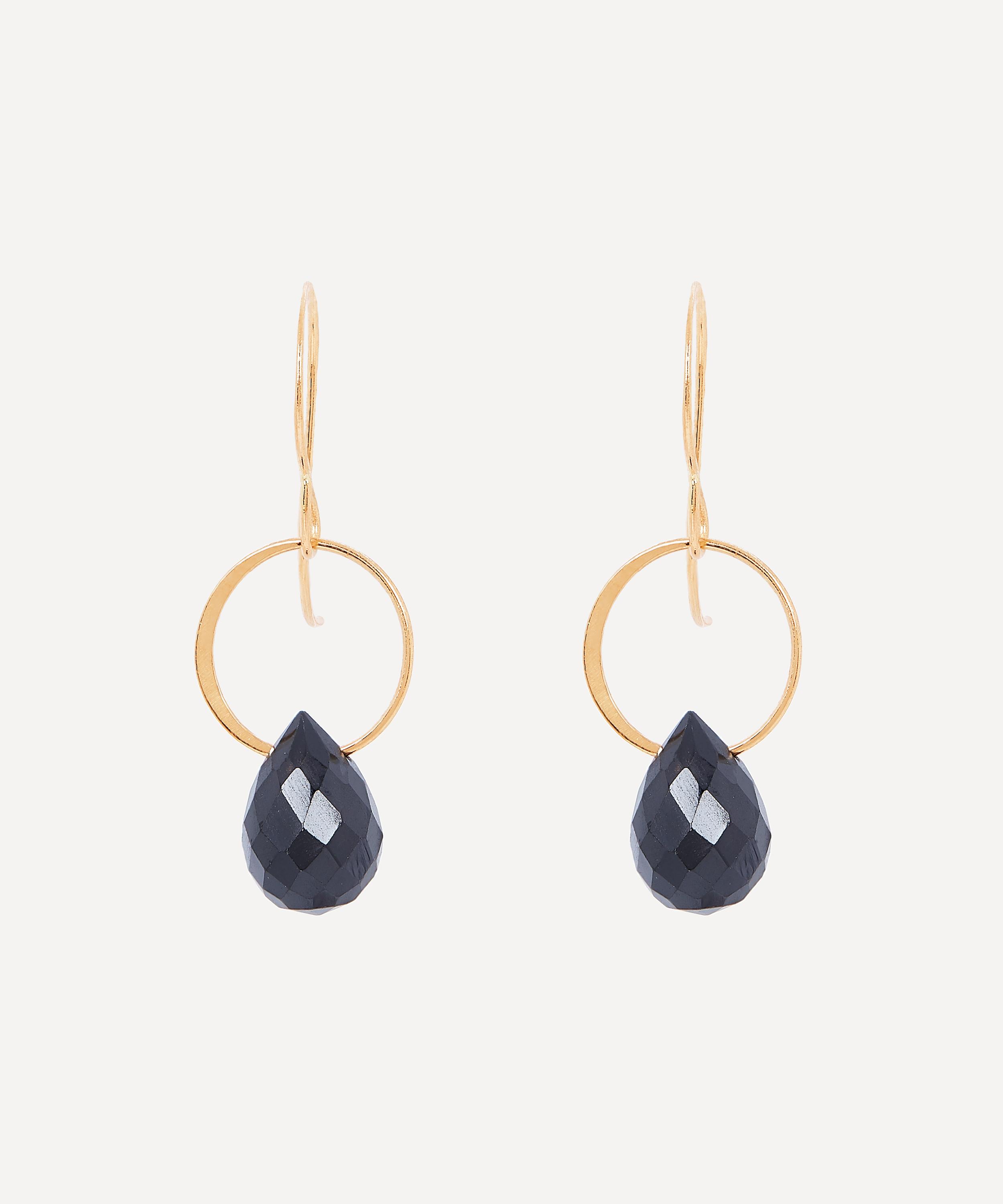 Melissa Joy Manning - 14ct Gold Black Onyx Single Drop Earrings