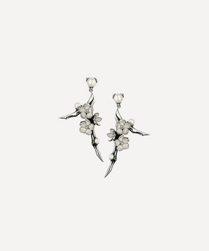 Shaun Leane - Cherry Blossom Small Pearl and Diamond Flower Drop Earrings image number 0