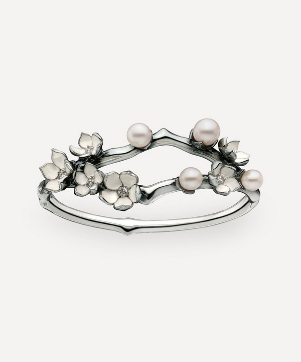 Shaun Leane - Cherry Blossom Pearl and Diamond Flower Bangle image number null