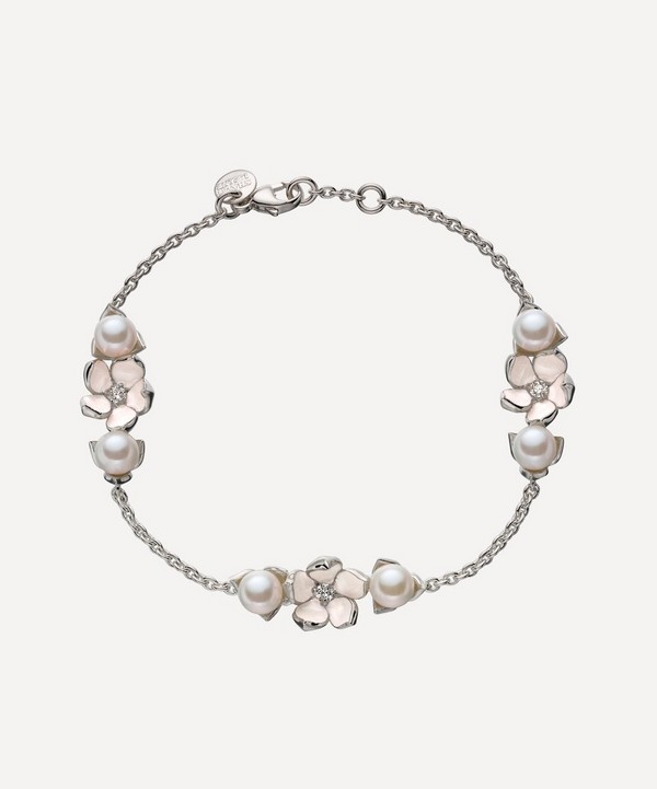 Shaun Leane - Cherry Blossom Three Diamond Flower and Pearl Bracelet image number null