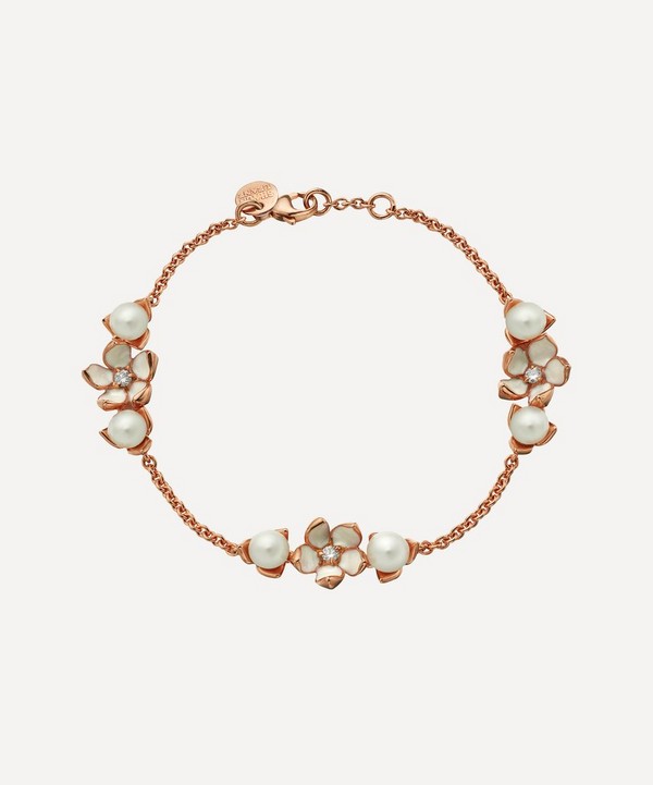 Shaun Leane - Cherry Blossom Three Diamond Flower and Pearl Bracelet image number null