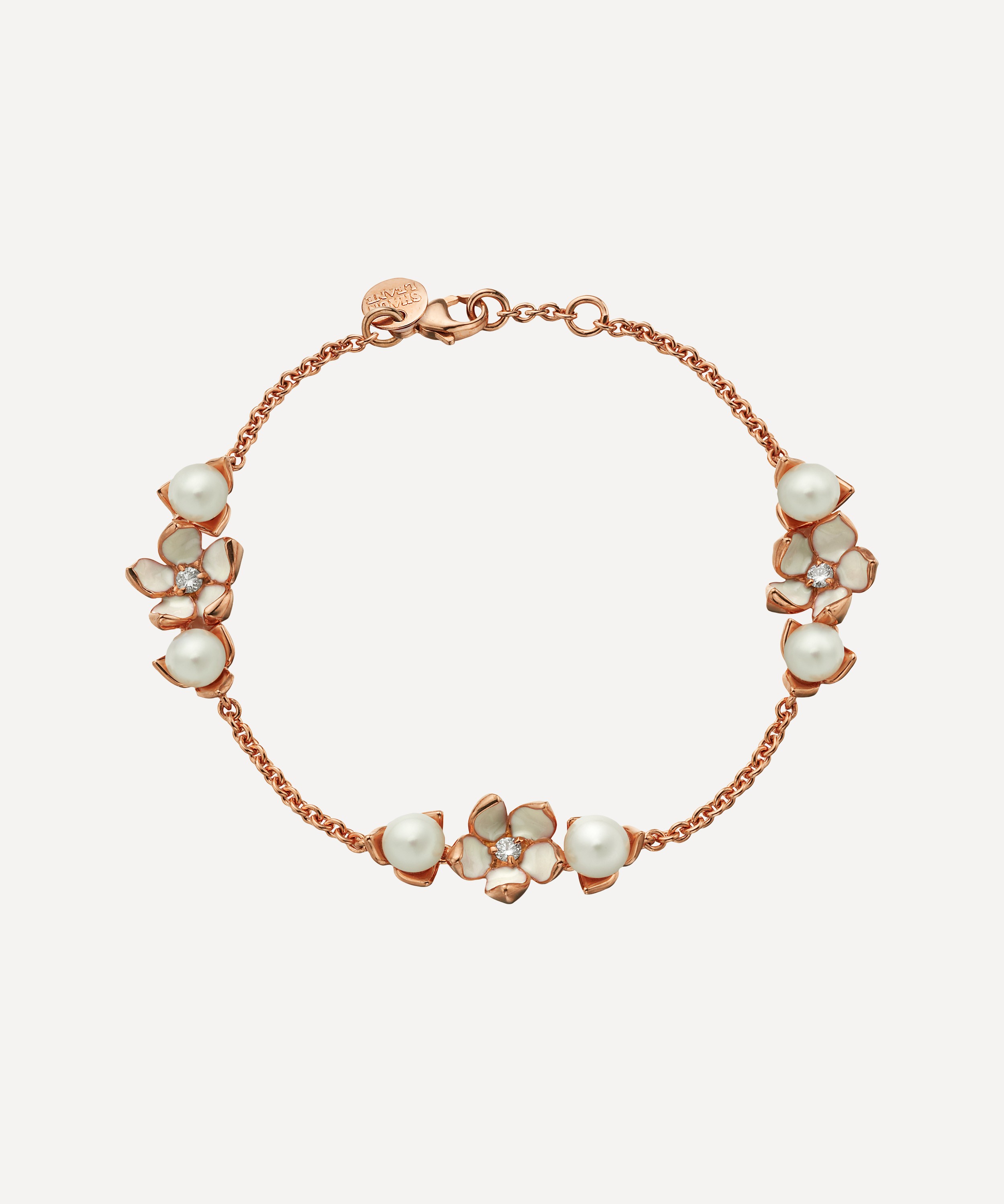 Shaun Leane - Cherry Blossom Three Diamond Flower and Pearl Bracelet