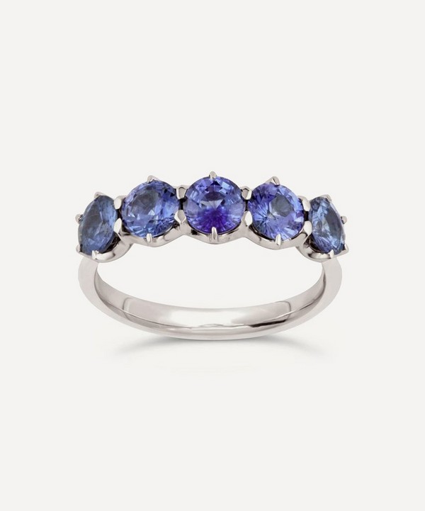 Dinny Hall - White Gold Elyhara Blue Sapphire Five Stone Ring image number null