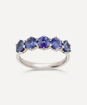 Dinny Hall - White Gold Elyhara Blue Sapphire Five Stone Ring image number 0