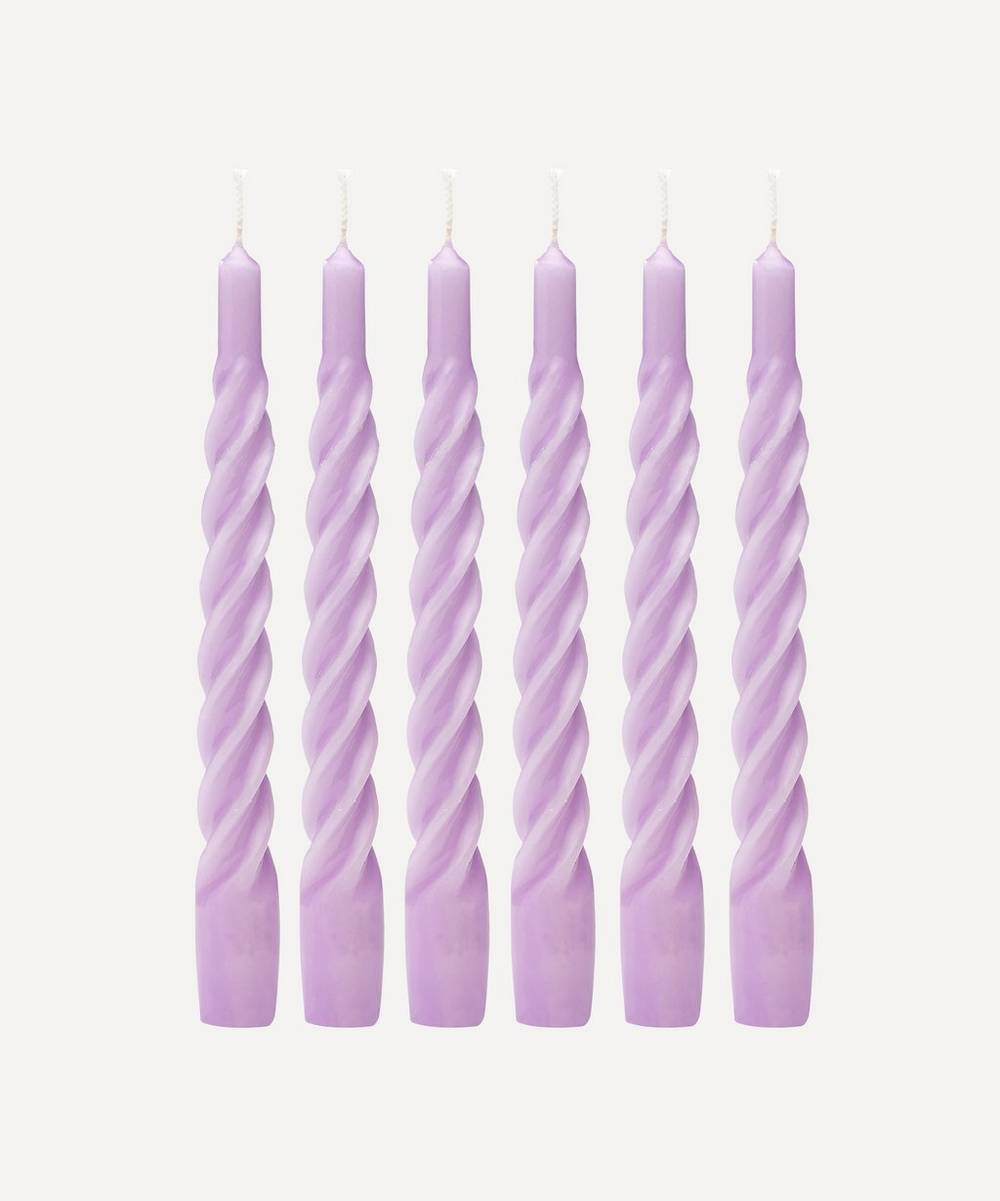Anna + Nina - Shiny Lilac Twisted Candles Set of Six
