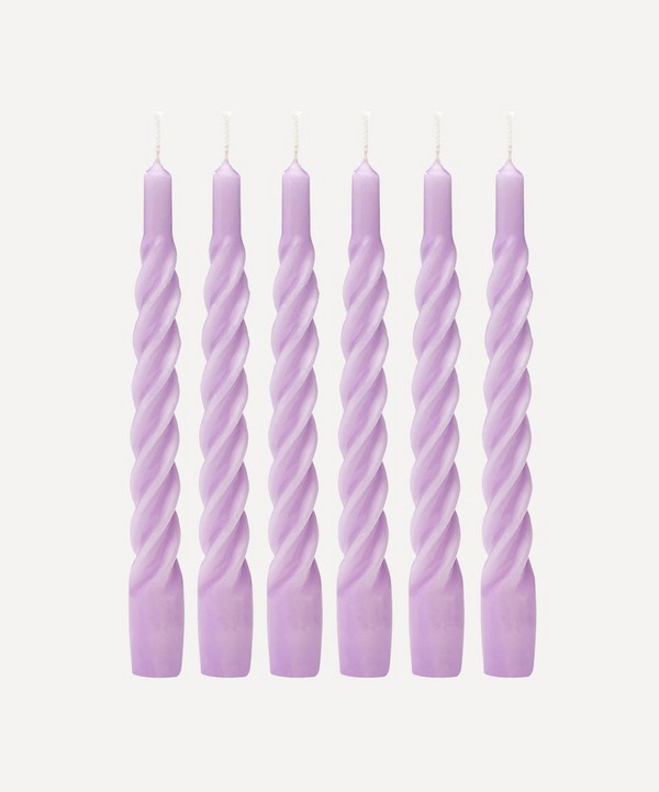 Anna + Nina - Shiny Lilac Twisted Candles Set of Six image number null