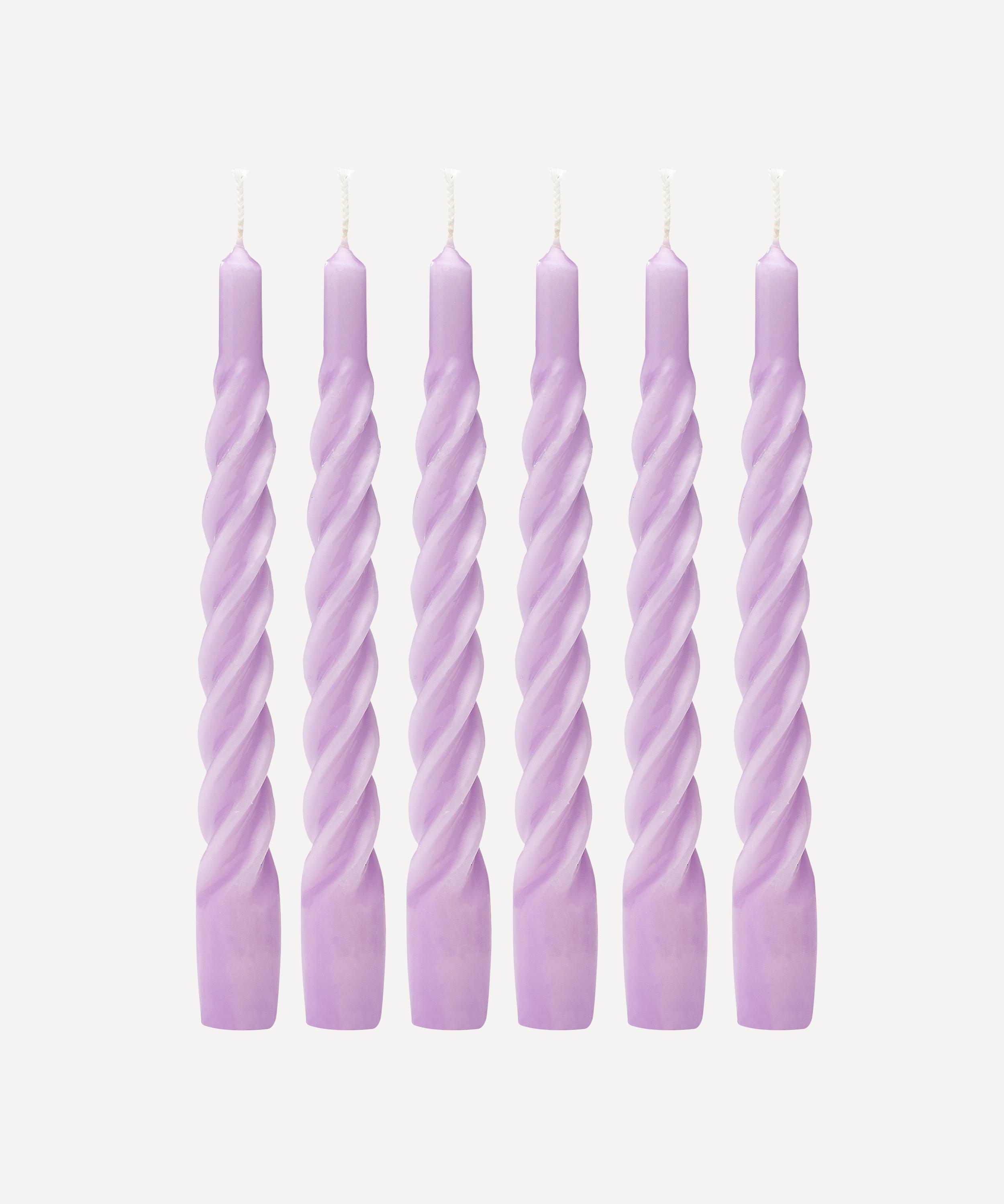 Anna + Nina - Shiny Lilac Twisted Candles Set of Six image number 0
