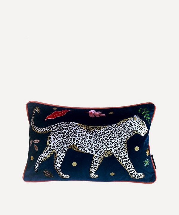 Karen Mabon - Snow Leopard Velvet Bolster Cushion image number null