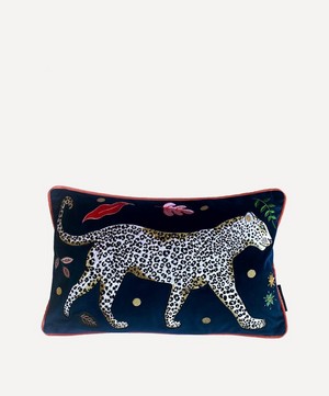 Karen Mabon - Snow Leopard Velvet Bolster Cushion image number 0