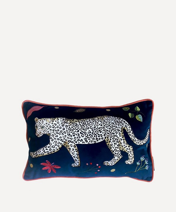 Karen Mabon - Snow Leopard Velvet Bolster Cushion image number null