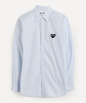Comme des Garçons Play - Heart Logo Patch Striped Cotton Shirt image number 0