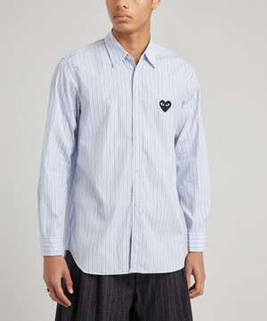 Comme des Garçons Play - Heart Logo Patch Striped Cotton Shirt image number 1